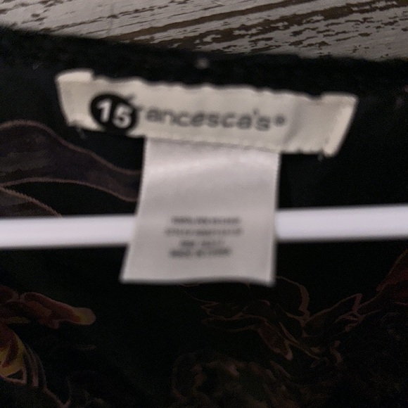 Francesca’s black sheer and velvet red roses floral print kimono 100% poly one s - Picture 3 of 5